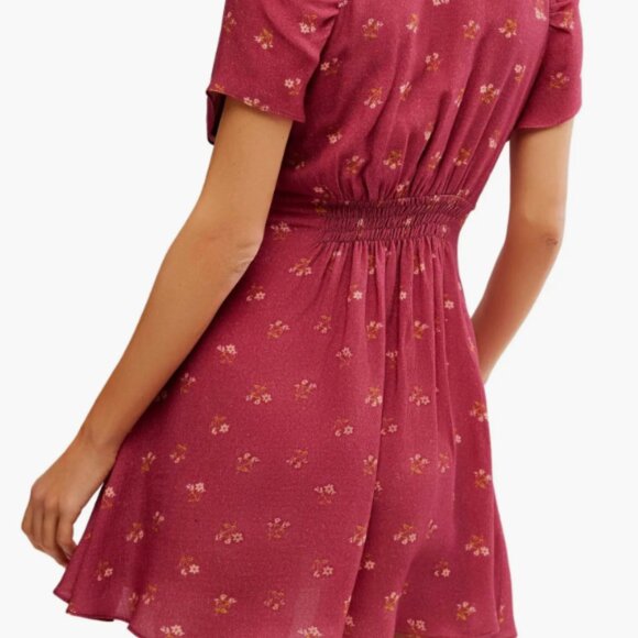 Free People Women Size XS Everyone's Favorite Floral Minidress Earth Red NWT - Picture 2 of 5